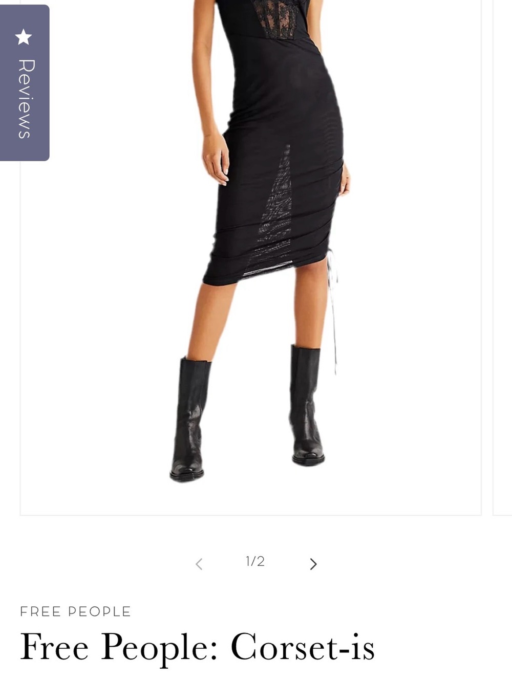 Free People Black Lace-Inset Corset Midi Dress